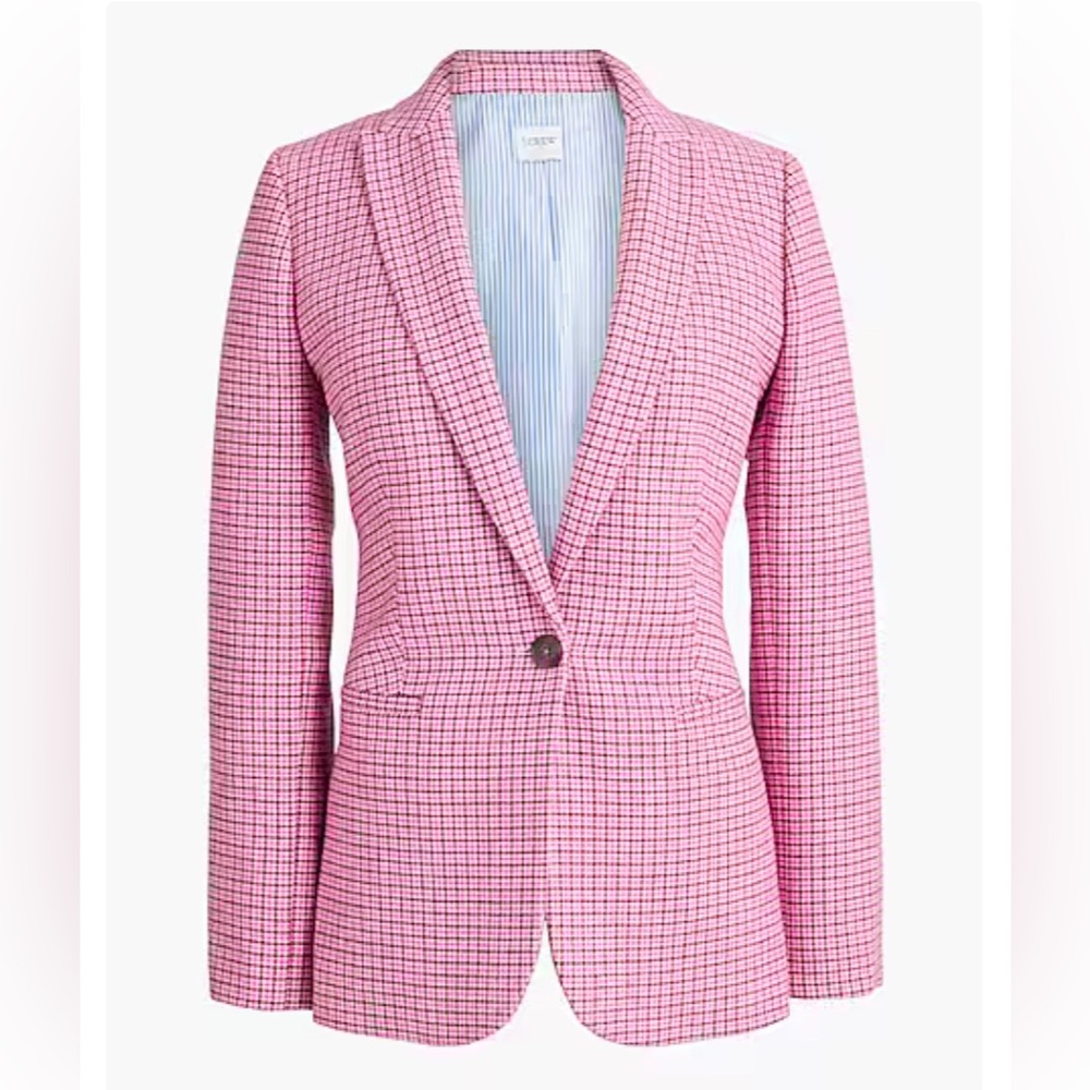 J. Crew Factory Pink Check Blazer